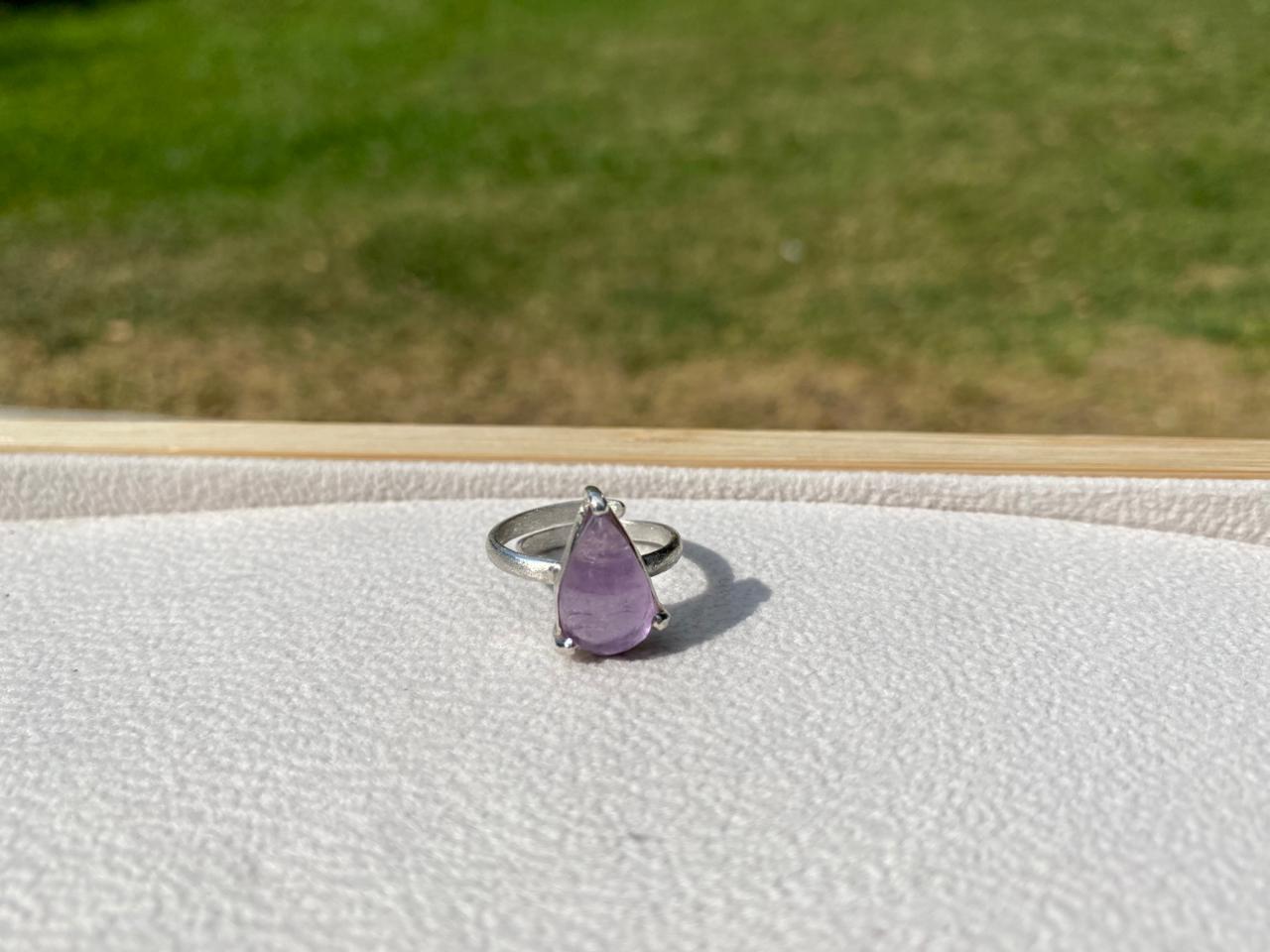 Anillo de plata ajustable amatista