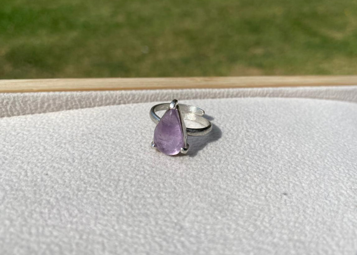 Anillo de plata ajustable amatista