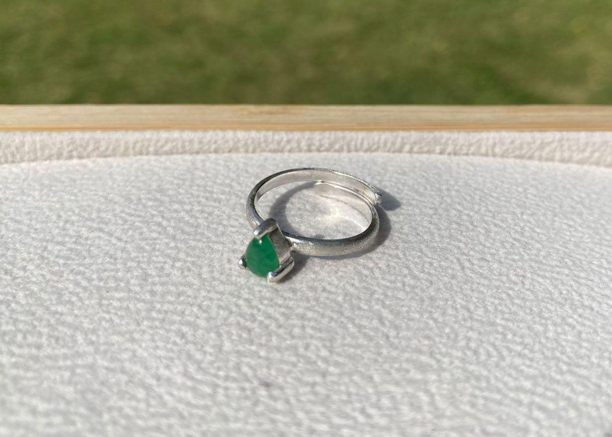 Anillo de plata ajustable fluorita verde