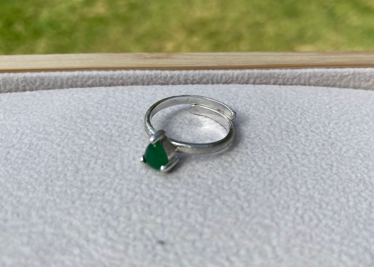 Anillo de plata ajustable fluorita verde