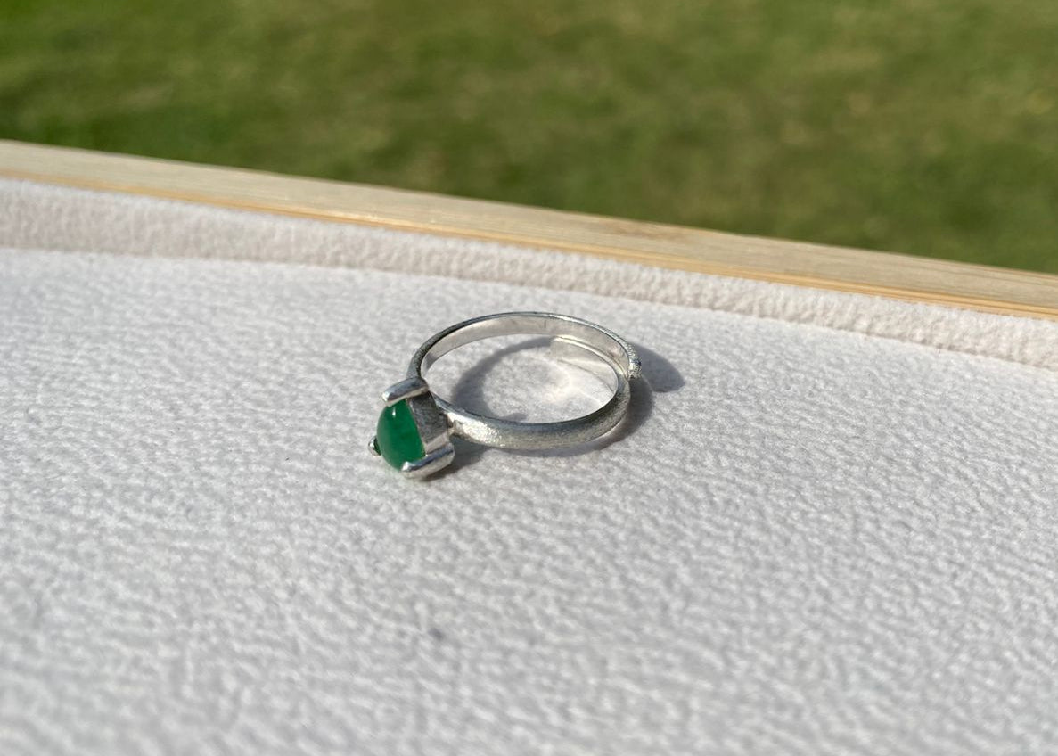 Anillo de plata ajustable fluorita verde